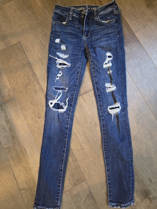 American Eagle Outfitters Denim - American Eagle Outfitters Women's Distressed Skinny Jeans - Dark Blue